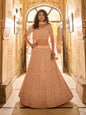Myra Peach Crepe Embroidered Lehenga