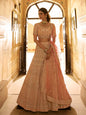 Myra Peach Crepe Embroidered Lehenga