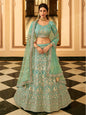 Myra Turquoise Organza Embroidered Lehenga