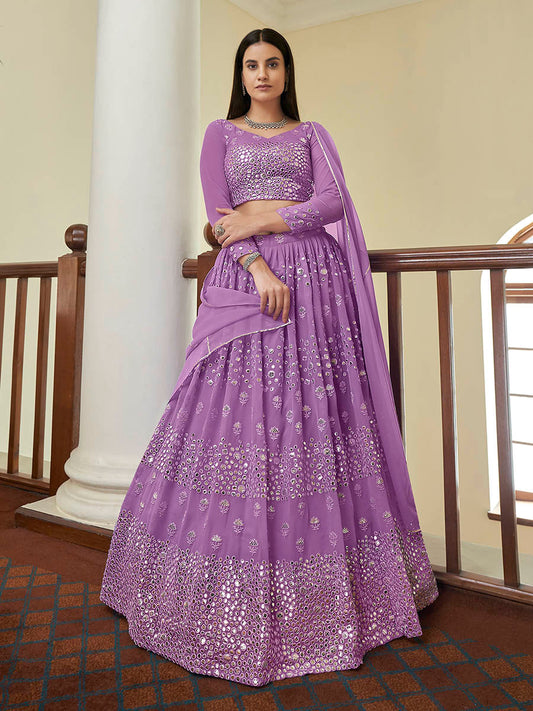 Myra Lilac Georgette Embroidered Lehenga