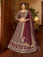 Myra Maroon Crepe Embroidered Lehenga