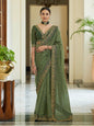 Myra Olive Green Embroidered Organza Fancy Saree