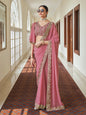 Myra Pink Embroidered Georgette Fancy Saree