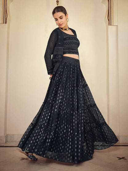 Myra Navy Blue georgette Designer Suit