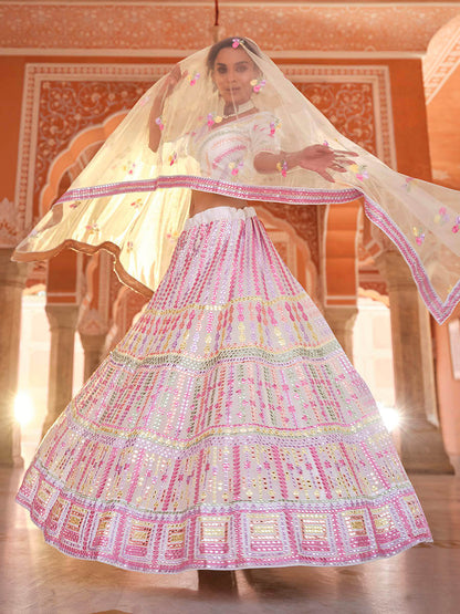 Myra Baby Pink Designer Hand work Lehenga