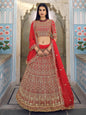 Myra Red Gorgette Embroidered Lehenga