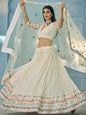 Myra White Georgette Embroidered Lehenga