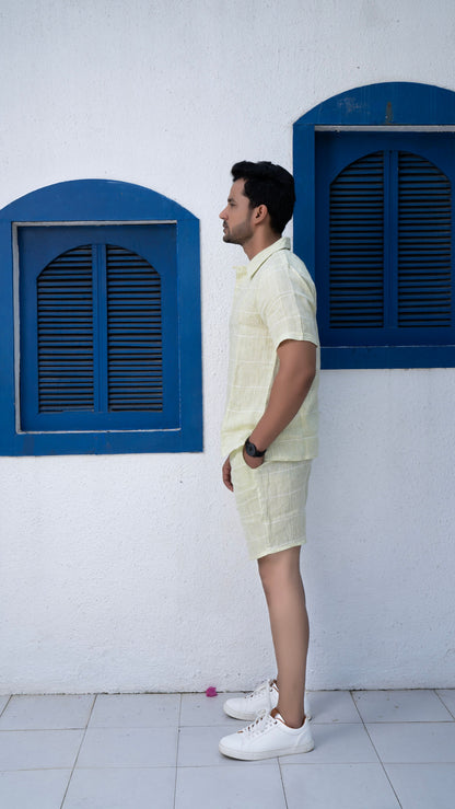 Noroke Sustainable fabric | 100% Linen Linen Embroidered Co-ord Set Men - Green