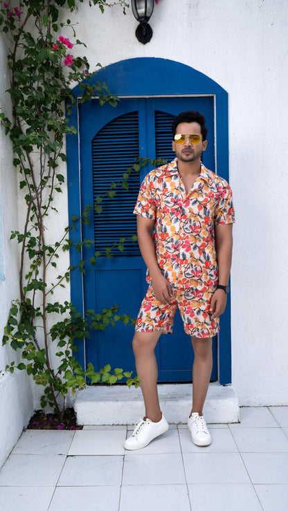 Noroke Sustainable fabric | Linen Linen Floral Print Co-ord Set Men