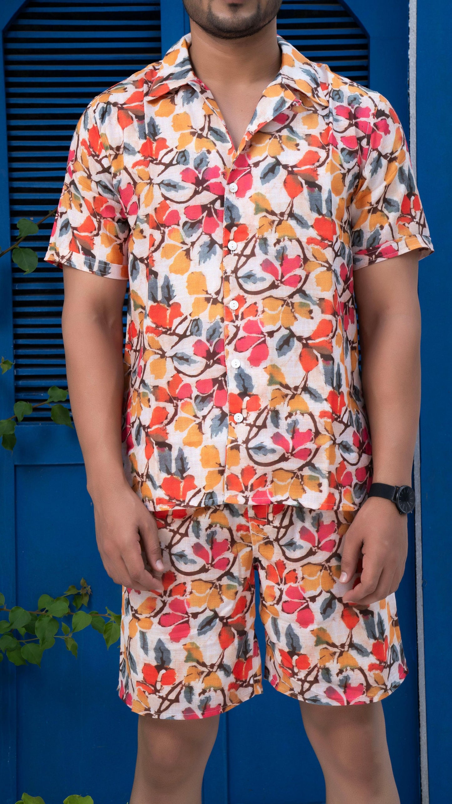 Noroke Sustainable fabric | Linen Linen Floral Print Co-ord Set Men