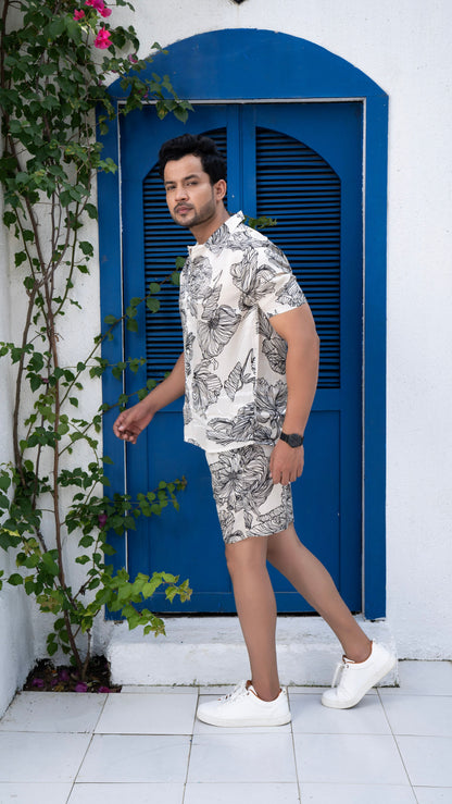 Noroke Modal Satin Modal Printed Co-ord Set Men