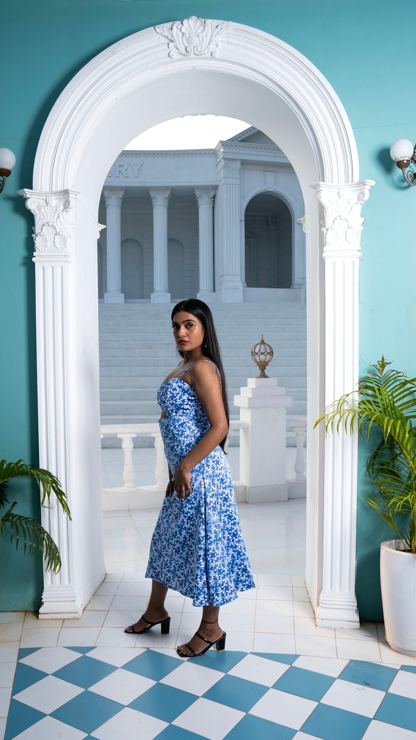 Noroke Modal Satin Cut-out Fitted Midi Dress