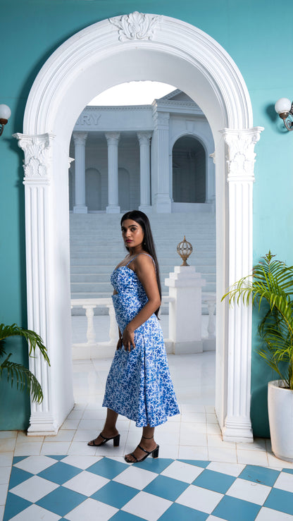 Noroke Modal Satin Cut-out Fitted Midi Dress