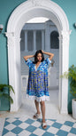 Noroke Sustainable fabric | Cupro Muslin Blue Pottery Tassel Dress