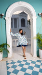 Noroke Sustainable fabric | Mushroom Bemberg Double Collar Tunic Dress - White Blue
