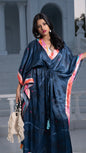 Noroke Modal Steel Blue Printed Long Kaftan