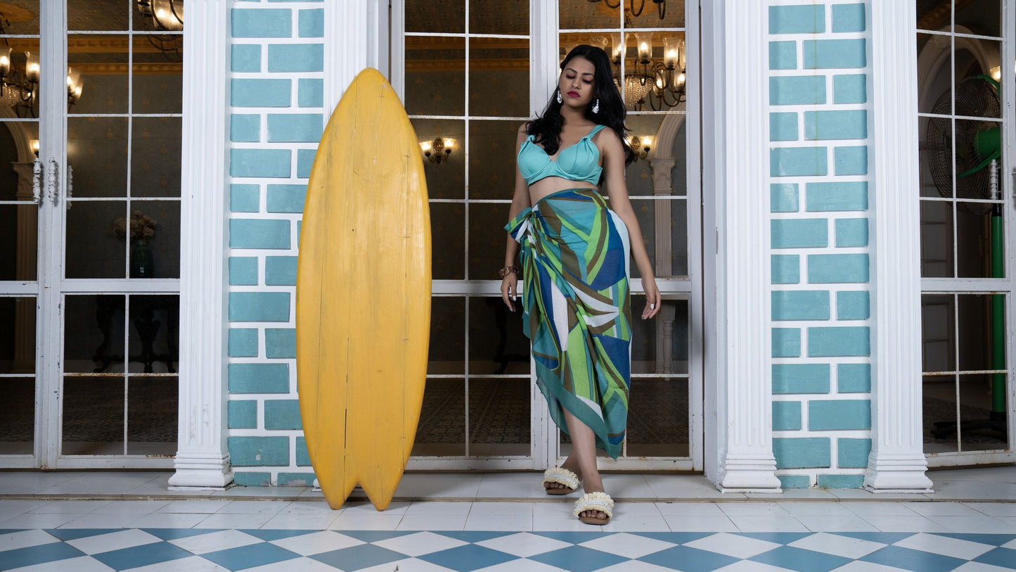 Noroke Modal Jade Geometric Sarong - Green