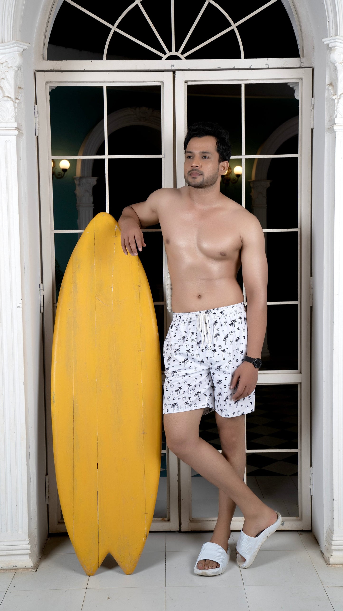 Noroke Sustainable fabric | Poly elastane Coconut Patterned Men Board Shorts