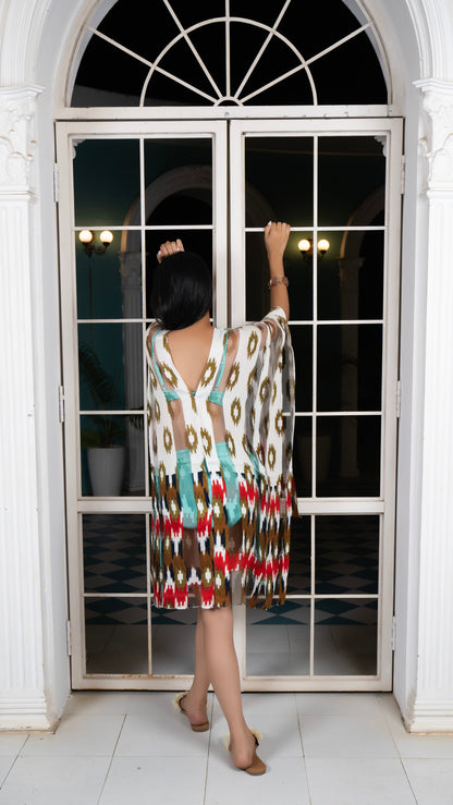 Noroke Silk Ikat Silk Beachwear Cover Up - Ikat Print