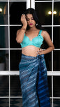 Noroke Silk Metallic Sheen Silk Sarong - Blue