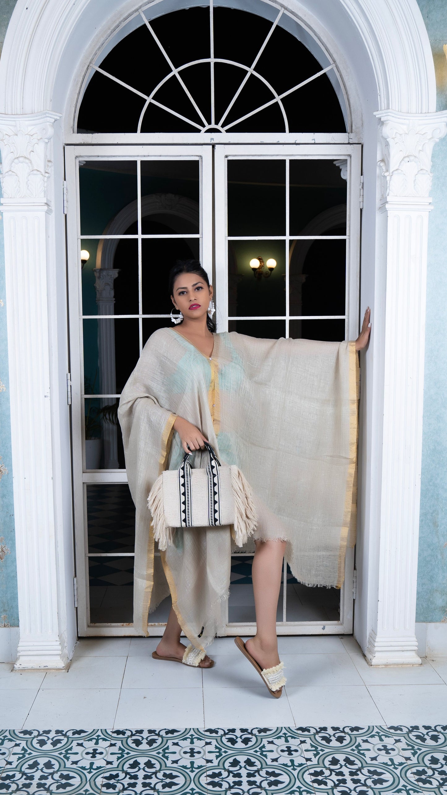 Noroke Linen Grey Gold Beachwear Cover Up