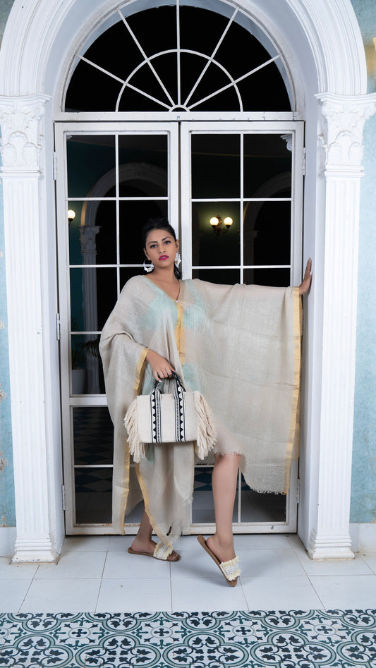 Noroke Linen Grey Gold Beachwear Cover Up