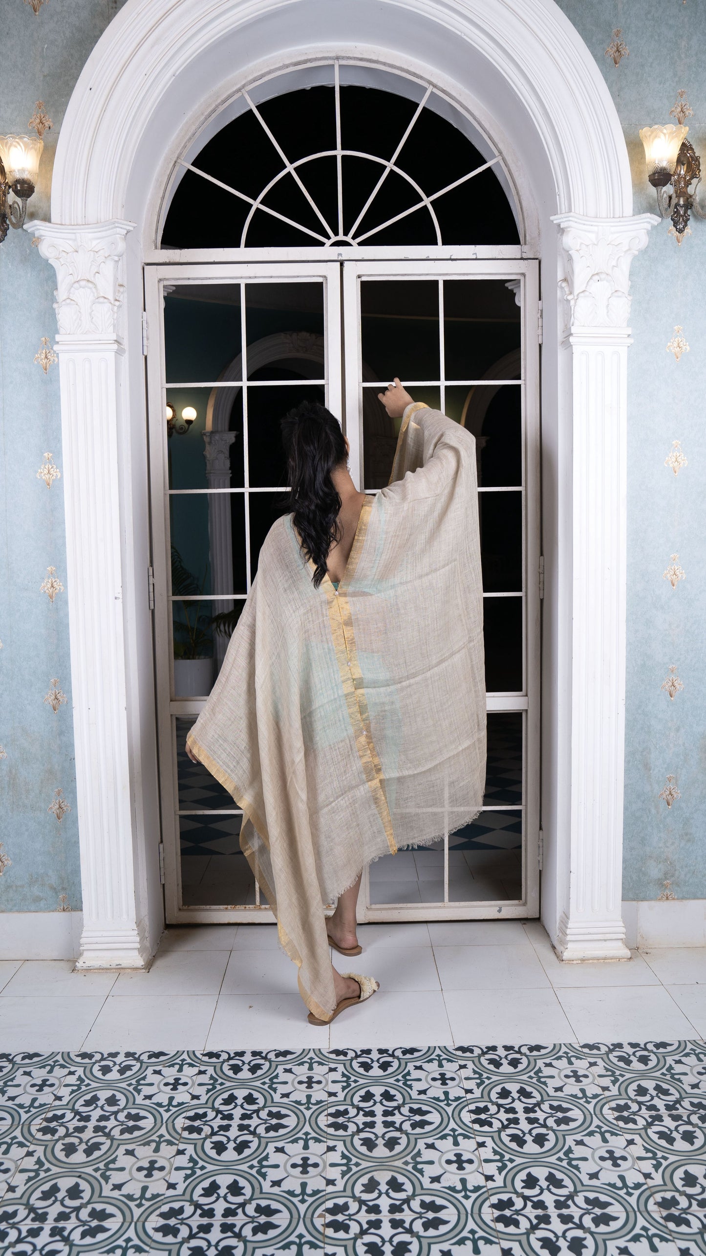Noroke Linen Grey Gold Beachwear Cover Up