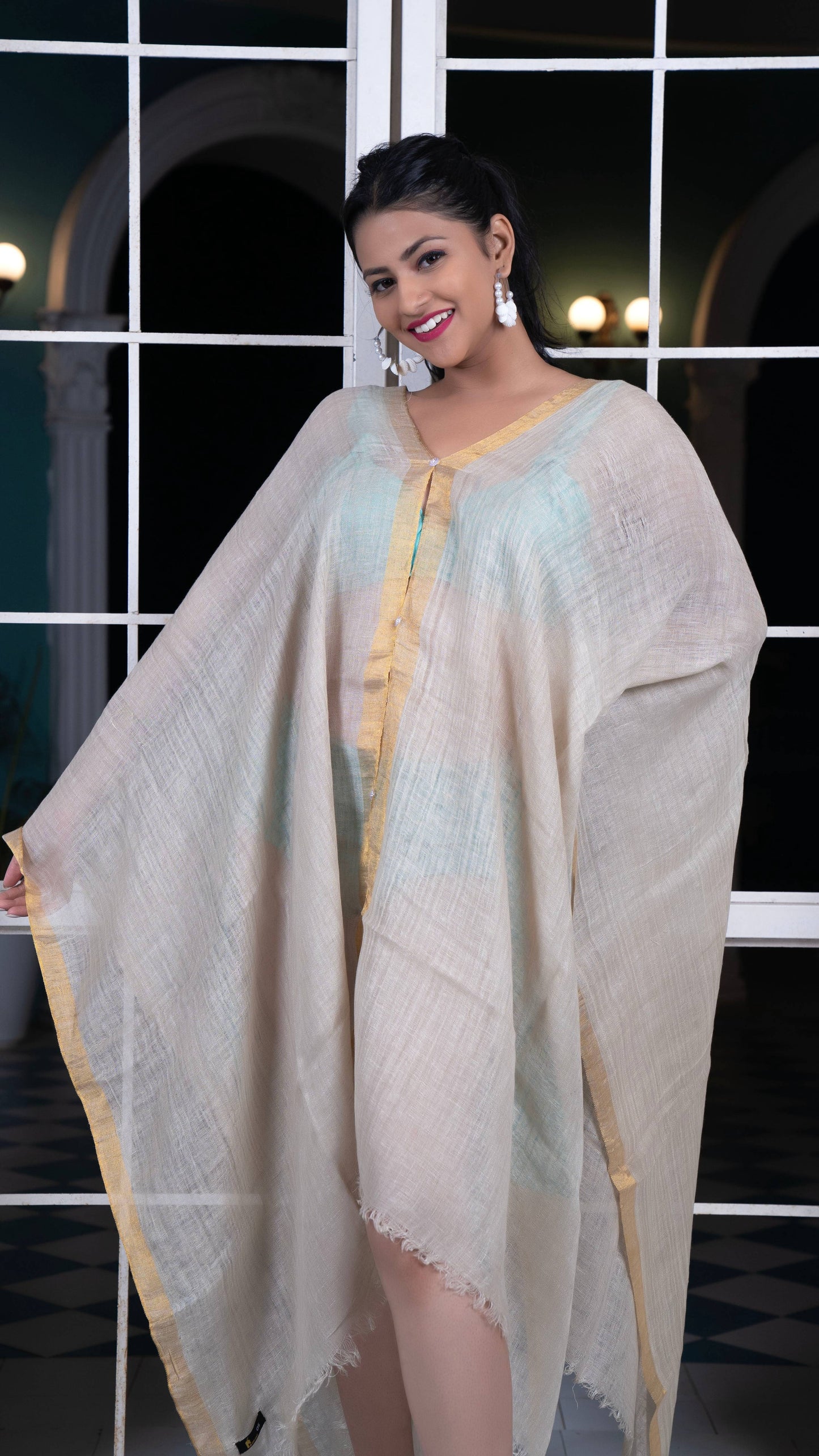Noroke Linen Grey Gold Beachwear Cover Up