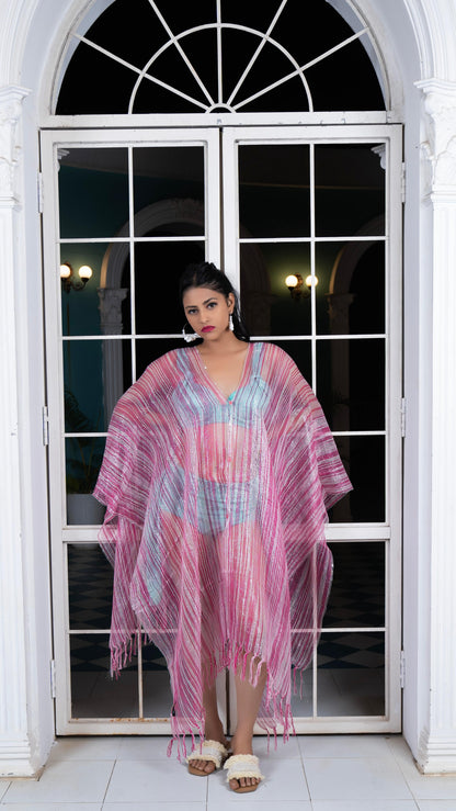 Noroke Silk Pink Pop Silk Beachwear Cover Up