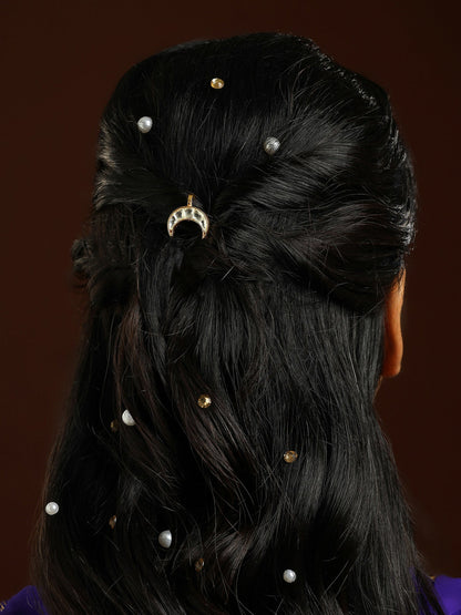Ruby Raang Gold Half Moon Hair Jewelry
