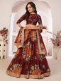 Myra Maroon Digital Printed Georgette Lehanga