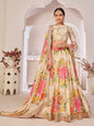 Myra Cream Digital Printed Georgette Lehanga