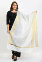 Mominos Fashion Moeza Women's Banarsi Silk Woven Design White Dupatta
