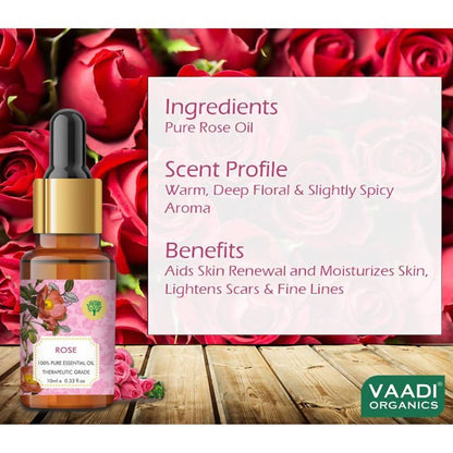 Vaadi Herbals Rose 100% Pure Essential Oil Therapeutic Grade 10 Ml