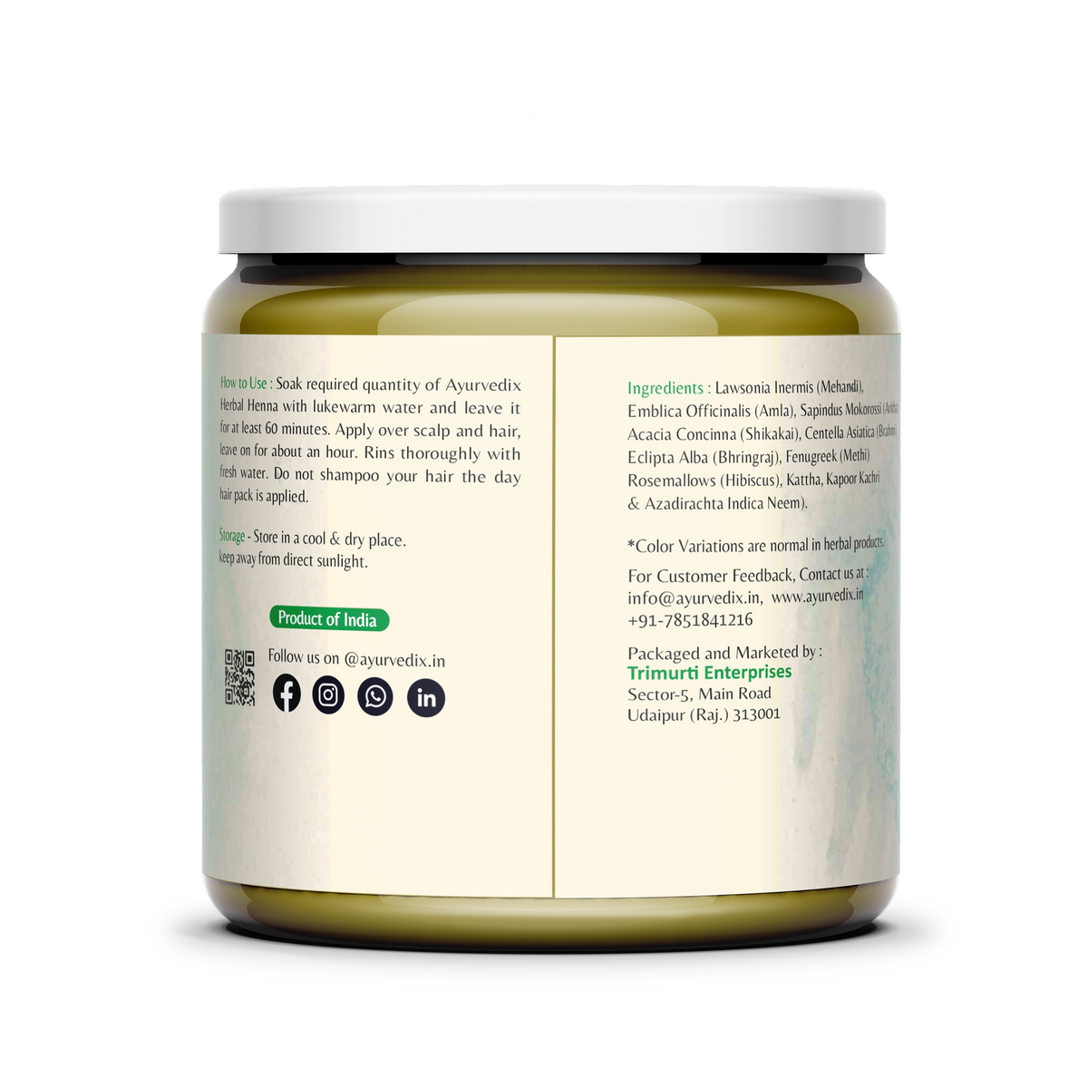 Ayurvedix Herbal Henna Powder