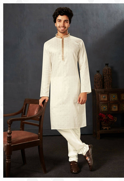 Joban Fashion White Cotton Kurta Pyjama
