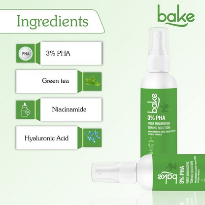 Bake 3% Pha Pore Minimising Toner With Gluconolactone & Niacinamide For Open Pores & Acne