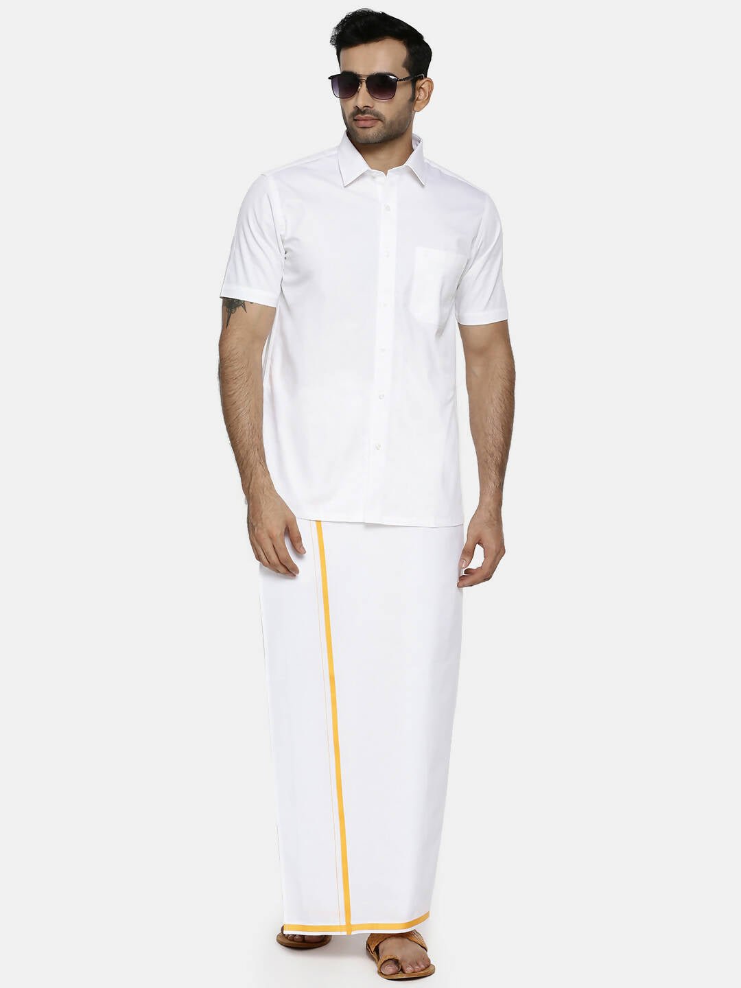 Ramraj Cotton Linen Mens Half Sleeve White Shirt Plus Size - Cotton Linen