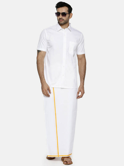 Ramraj Cotton Linen Mens Half Sleeve White Shirt Plus Size - Cotton Linen