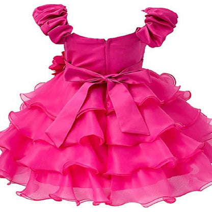 Asmaani Baby Girl's Pink Color Satin Knee Length Frock (AS-dress-22084 )