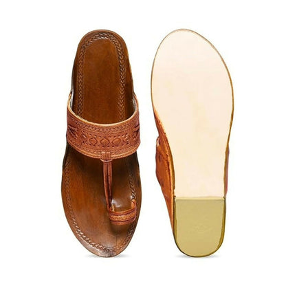 Stepsoft Brown Leather Kolhapuri Chappals For Men – Wedding & Ethnic Wear