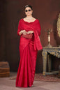 Vastranavya Red Jimmy Choo Silk 3mm Sequence work with Cross Stitch Embroidery work & Cutwork Border Saree