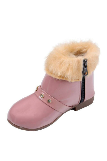 Tiny Bugs Girls Faux Fur Detail Winter Boots - Peach