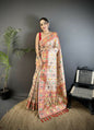 Joban Fashion Cream Banarasi Soft Silk Woven Saree