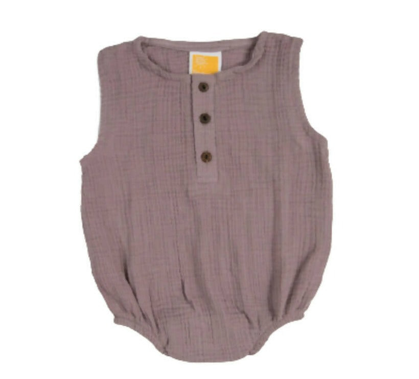 Sunshine Baby Cute Organic Muslin Cotton Sleeveless Rompers For Babies - Purple