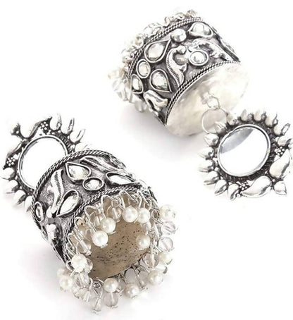 Mominos Fashion Oxidised Silver plated With Stone Earrings