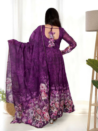 Joban Fashion Wine Kurta Set Organza Sequin Embroidery Work