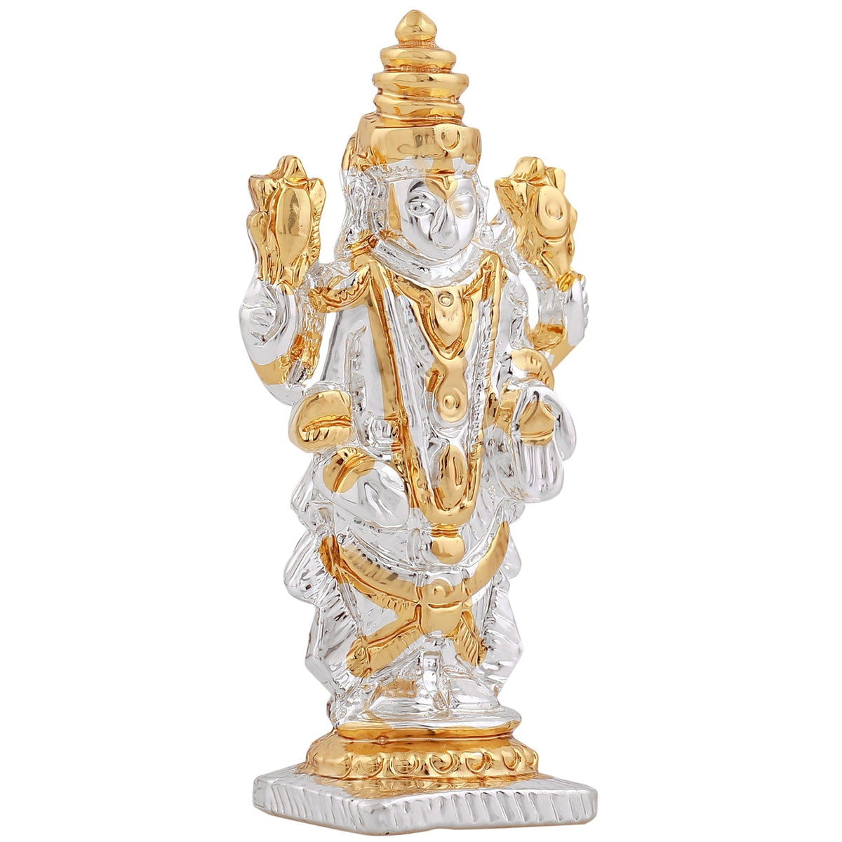 Estele Gold-Polished Lord Tirupati Balaji Idol Showpiece for Pooja Mandir/ Home Decorative