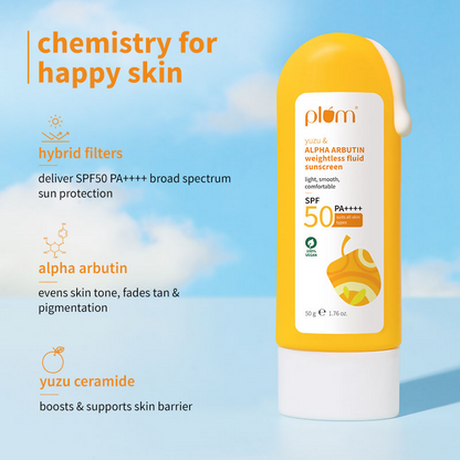 Plum Yuzu & Alpha Arbutin Weightless Fluid Sunscreen SPF 50 PA++++