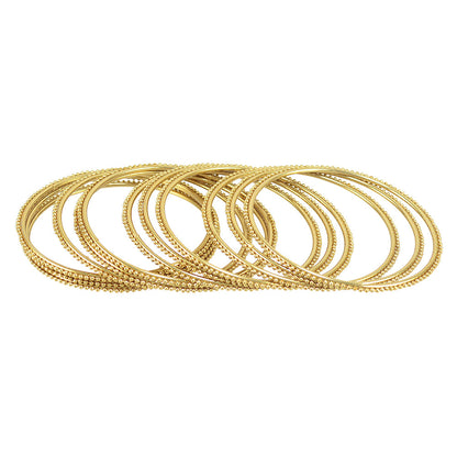 Gold-Polished Alloy Gold Ball Bangle Set - The Pari
